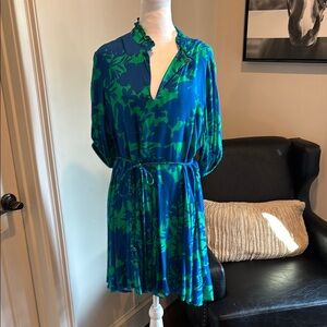 Blue and Green Floral Dress